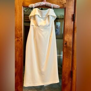 Strapless white sheath midi dress - size M/8